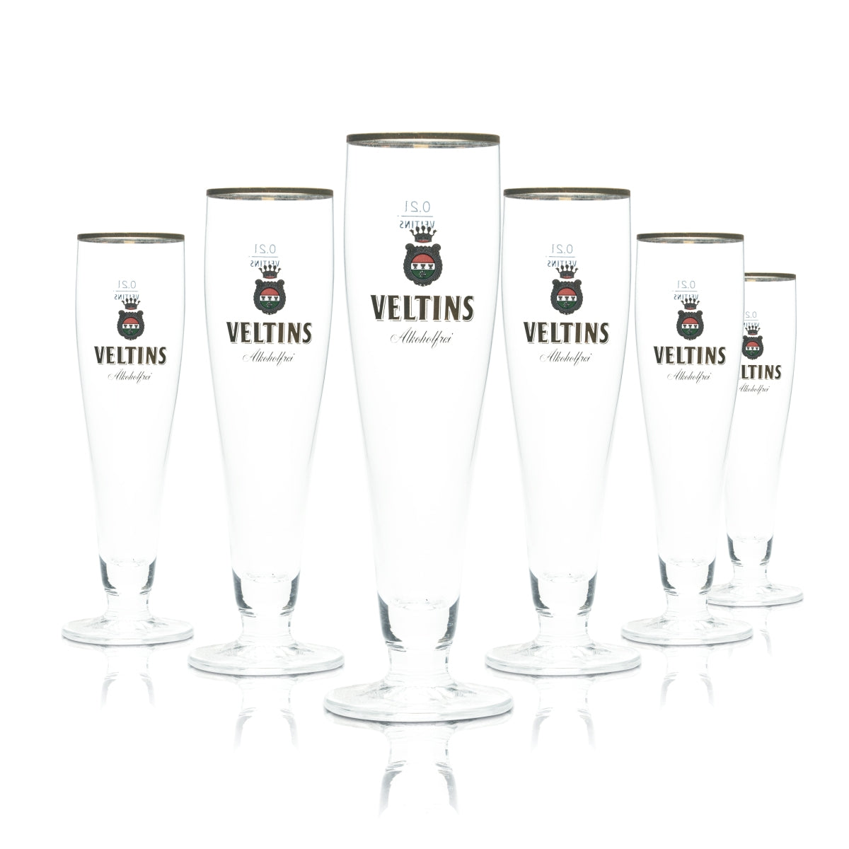 6x Veltins Bier Glas 0,2l Pokal Tulpe Alkoholfrei Goldrand Gläser Gastro Pils