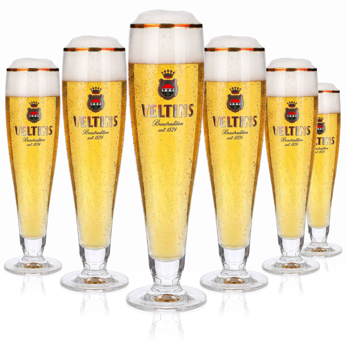 6x Veltins Bier Glas 0,4l Pokal Goldrand seit 1824 (6er Set)