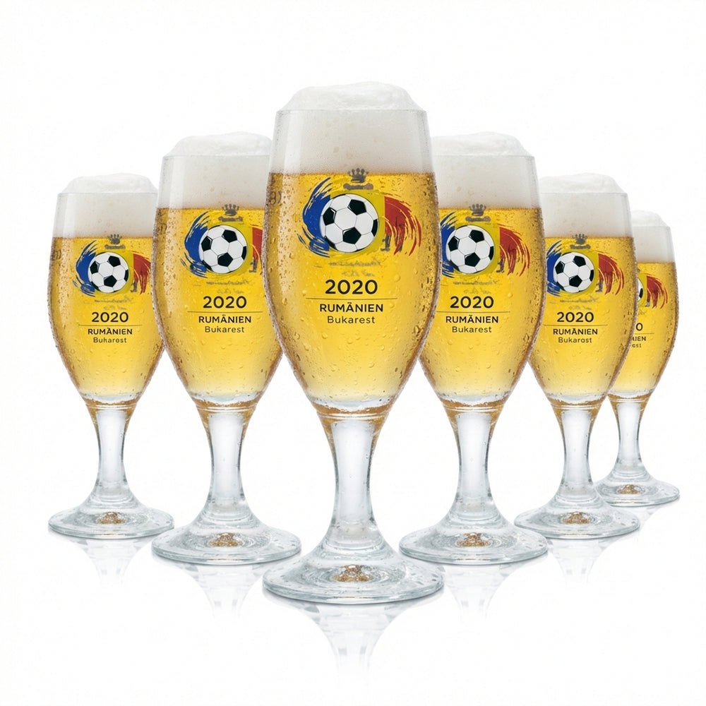 6x Veltins Glas 0,2l Bier Gläser Tulpe Pokal EM 2020 Rumänien Fußball Euro 24