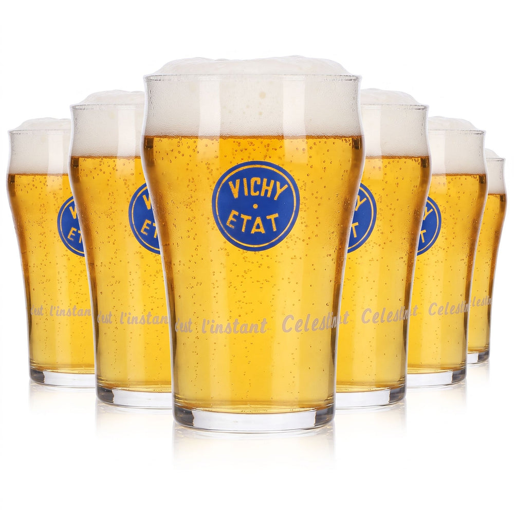 6x Vichy Célestins Wasser Glas 0,2l Becher Vichy ETAT (6er Set)