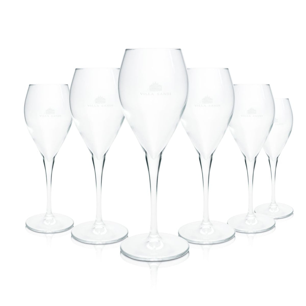 6x Villa Sandi Glas 0,1l Prosecco Gläser Sektflöte Sektkelch Schaumweinschale