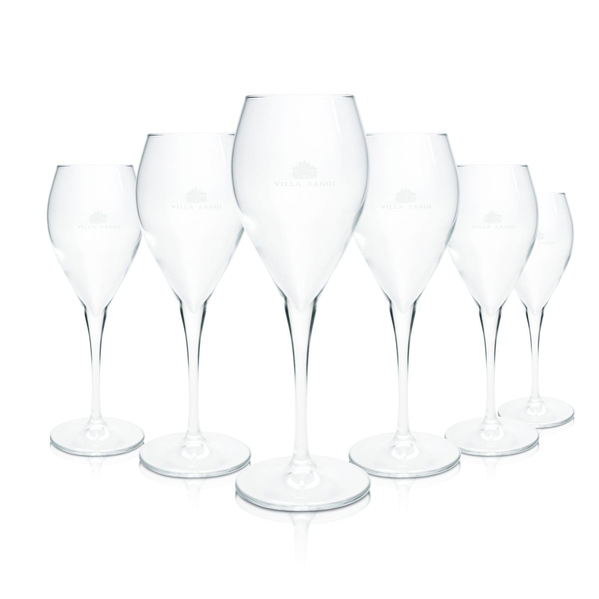6x Villa Sandi Glas 0,1l Prosecco Gläser Sektflöte Sektkelch Schaumweinschale