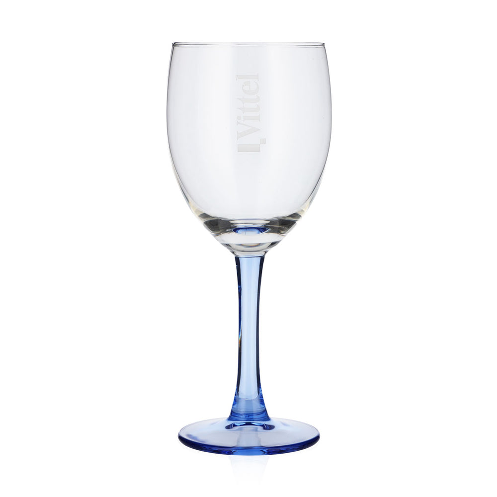 6x Vittel Wasser Glas Pokalgläser Wassergläser blauer Stiel