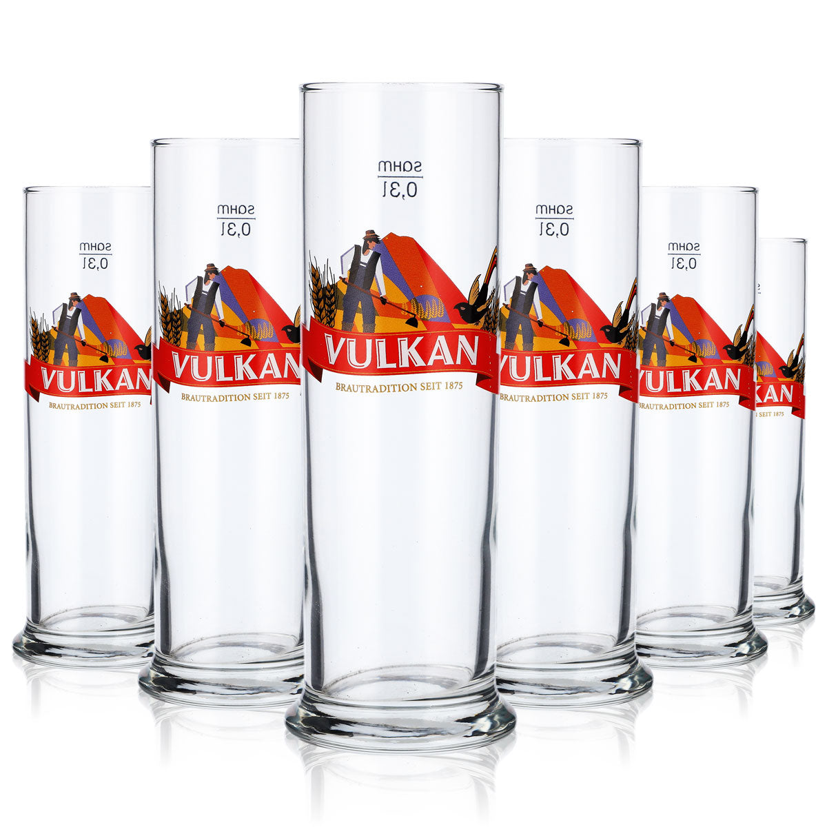 6x Vulkanbräu Bier Glas 0,3l Biergläser Stange Bierglas Rotes Banner – Ansicht 5