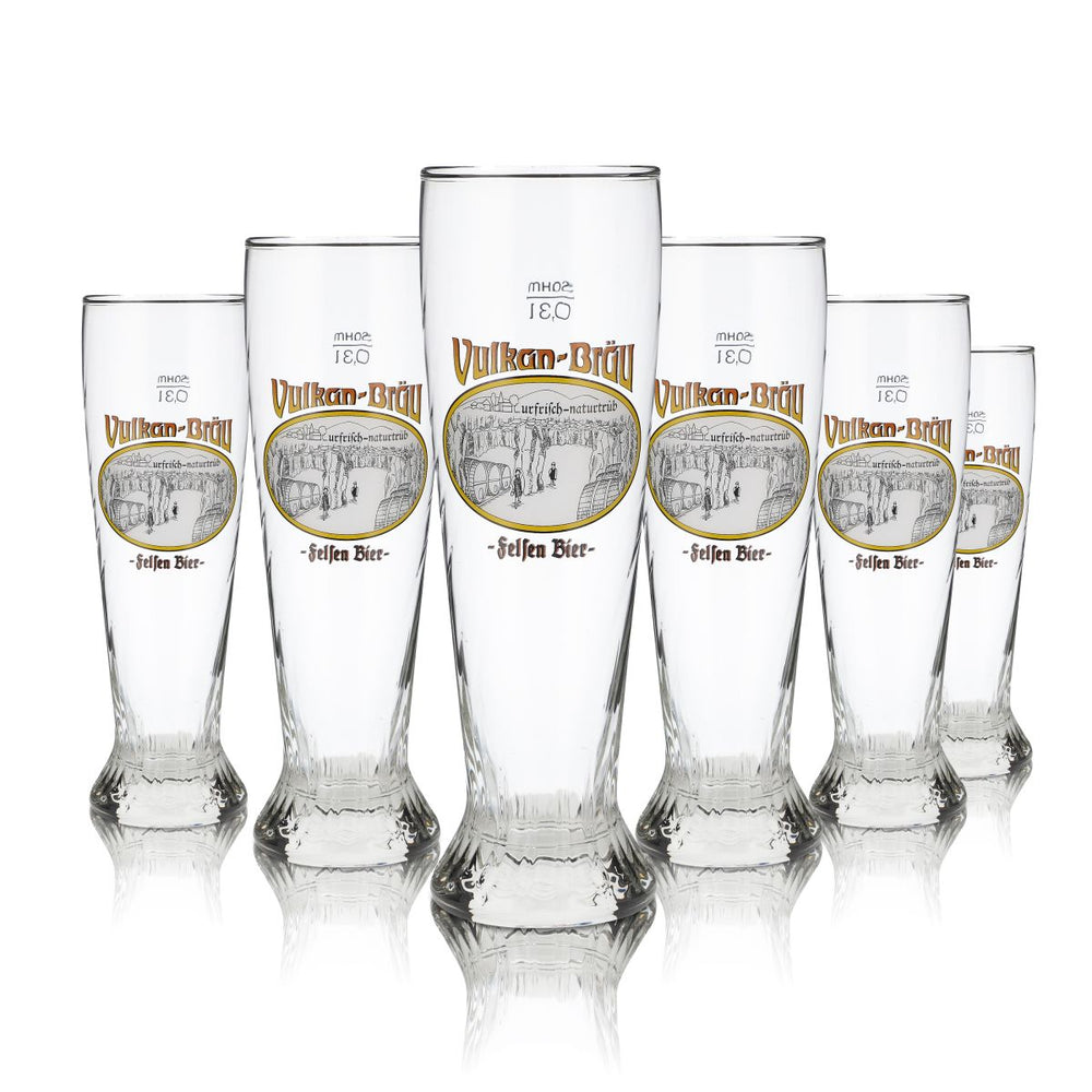 6x Vulkanbräu Glas 0,3l Weißbierglas Hefeweizen Gläser Set Brauerei Eifel