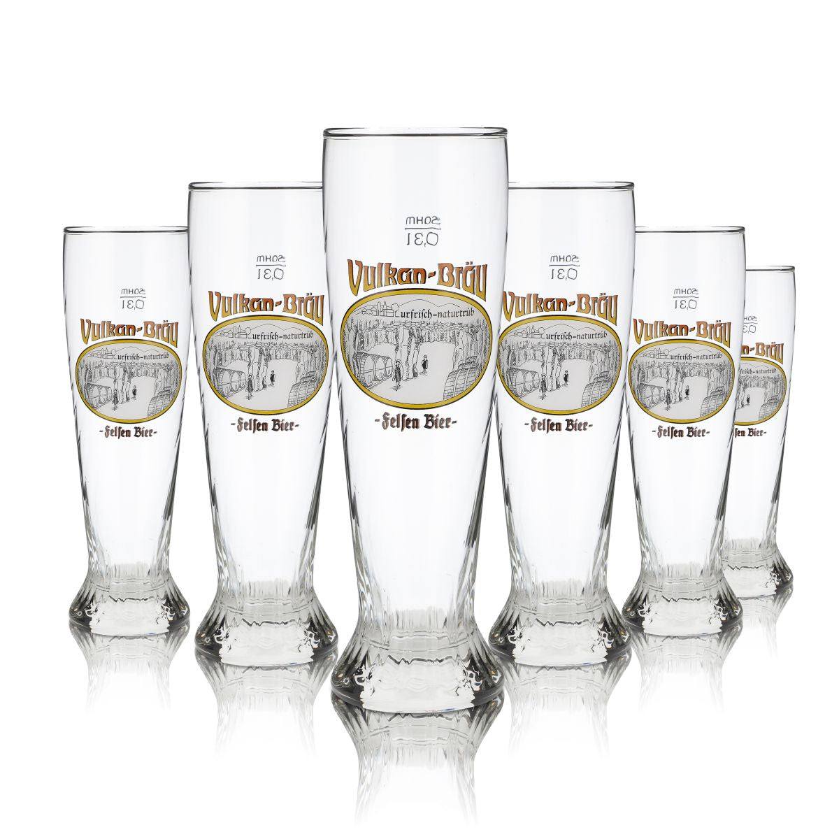 6x Vulkanbräu Glas 0,3l Weißbierglas Hefeweizen Gläser Set Brauerei Eifel