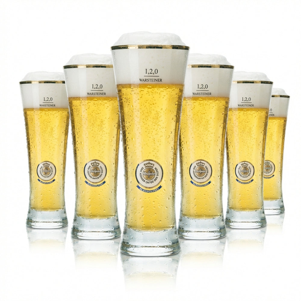 6x Warsteiner Bier Glas 0,2l Pokal Stange Becher Alkoholfrei Gläser Bar Gastro