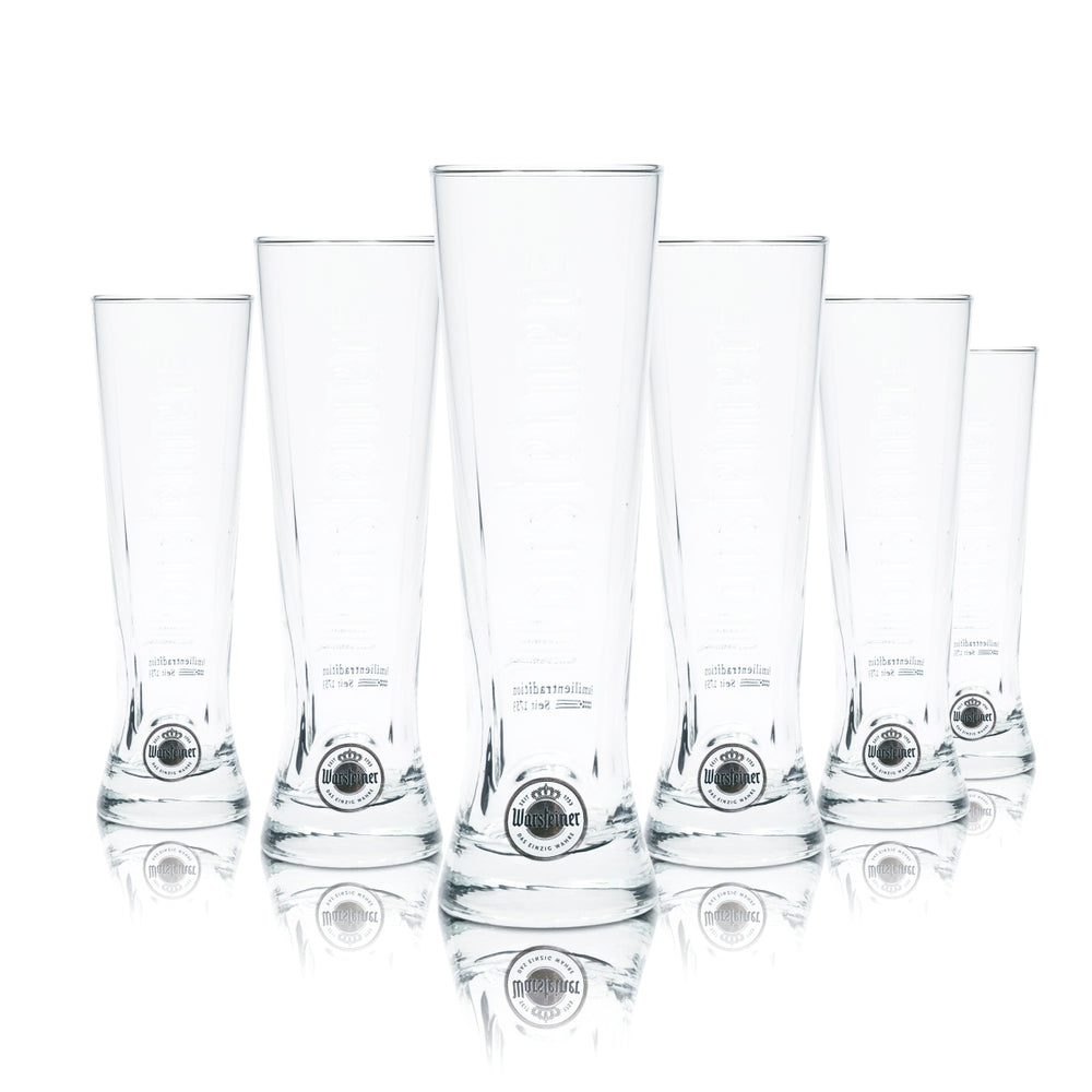 6x Warsteiner Bier Glas 0,2l Premium Cup Gläser Becher Relief Pokal Tulpe Stange