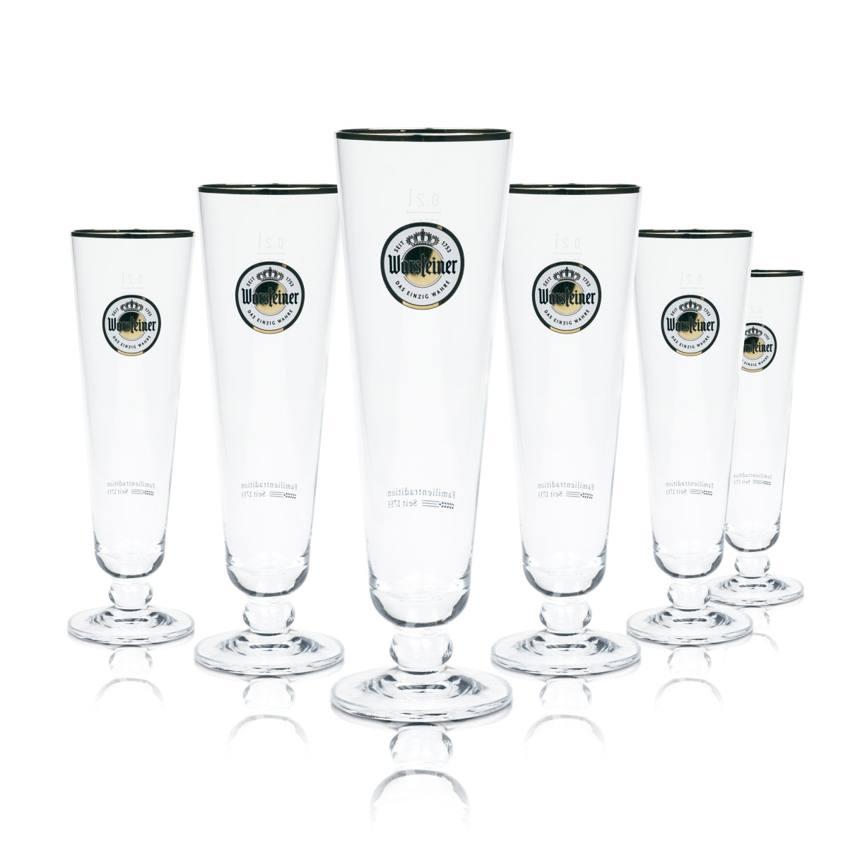6x Warsteiner Bier Glas 0,2l Tulpe Exklusiv Pokal Gläser Brauerei Goldrand Beer