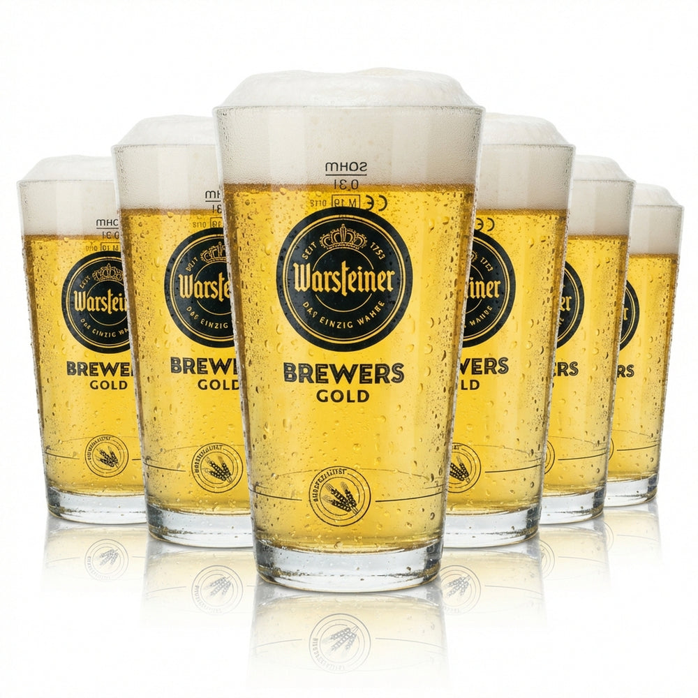 6x Warsteiner Bier Glas 0,3l Brewers Gold Sahm Neu Tumbler Pils Gläser Export