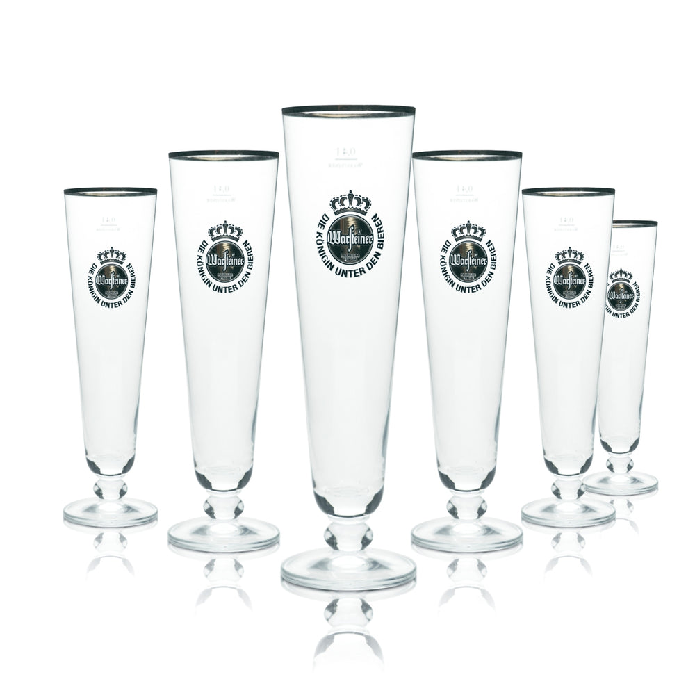 6x Warsteiner Bier Glas 0,4l Pokal Tulpe Goldrand Gläser Gastro Bar Pils Beer