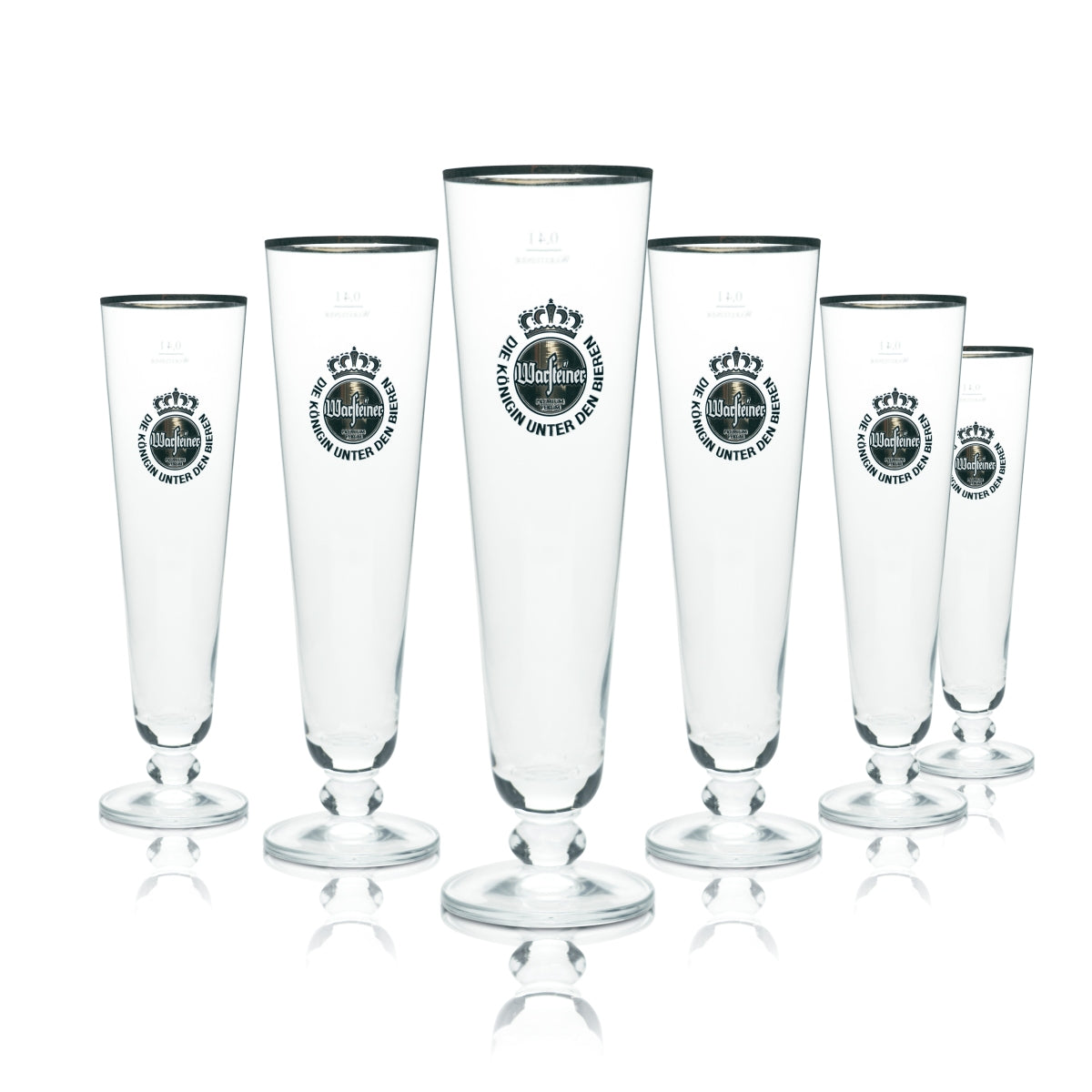 6x Warsteiner Bier Glas 0,4l Pokal Tulpe Goldrand Gläser Gastro Bar Pils Beer