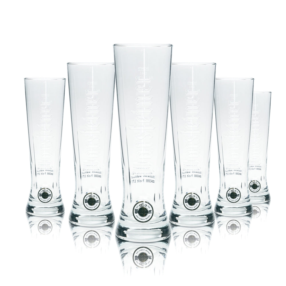 6x Warsteiner Bier Glas 0,4l Premium Cup Relief Pils Gläser Stange Flöte Beer
