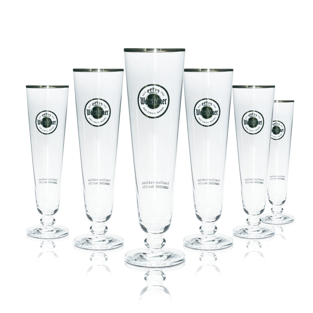 6x Warsteiner Bier Glas 0,4l Tulpe Exklusiv Gläser Pokal Stiel Pils Brauerei