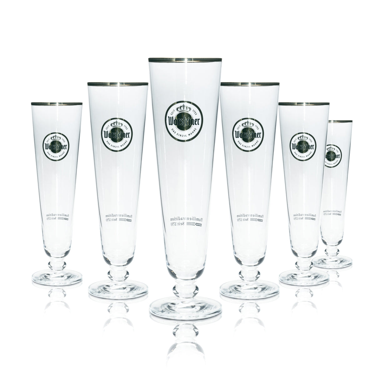 6x Warsteiner Bier Glas 0,4l Tulpe Exklusiv Gläser Pokal Stiel Pils Brauerei