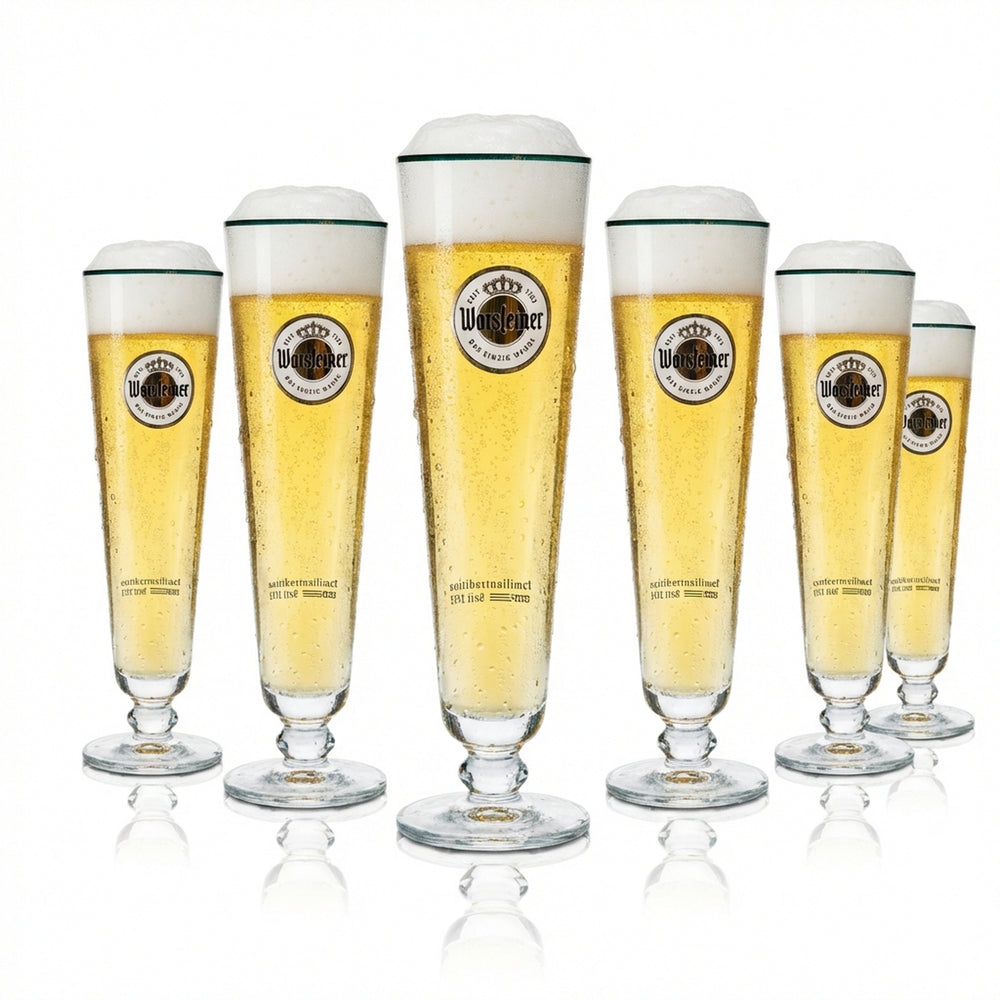 6x Warsteiner Bier Glas 0,4l Tulpe Exklusiv Goldrand