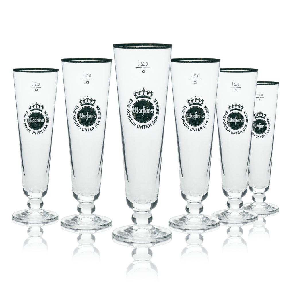 6x Warsteiner Bier Glas Exklusiv Tulpe mit Goldrand 200ml