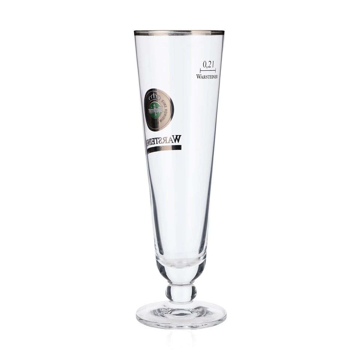6x Warsteiner Bier Glas Gläser 0,2l Pokal grünes Logo "Herb" Silberrand – Ansicht 4