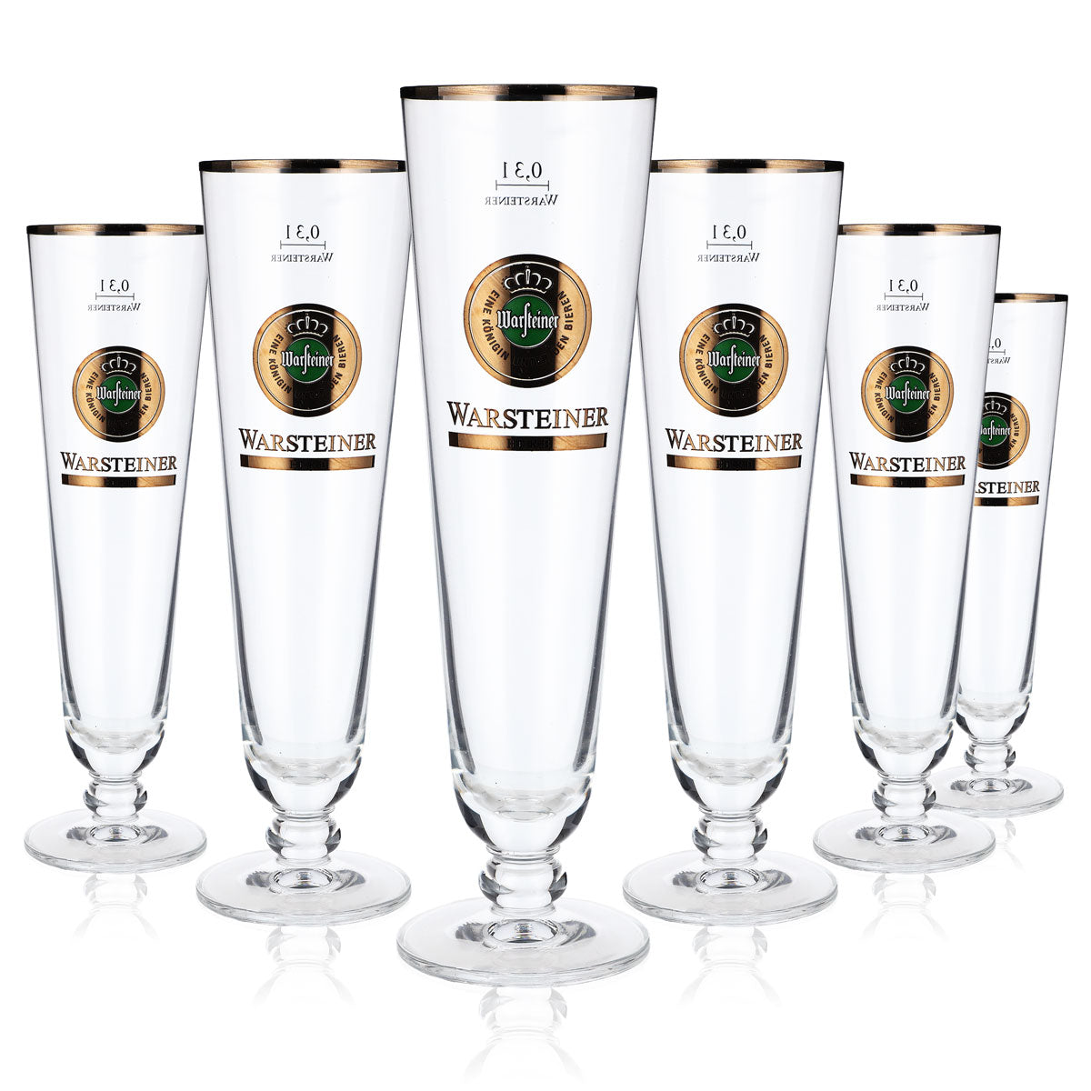6x Warsteiner Bier Glas Gläser 0,3l Biergläser Pokal "Herb" Silberrand – Ansicht 5