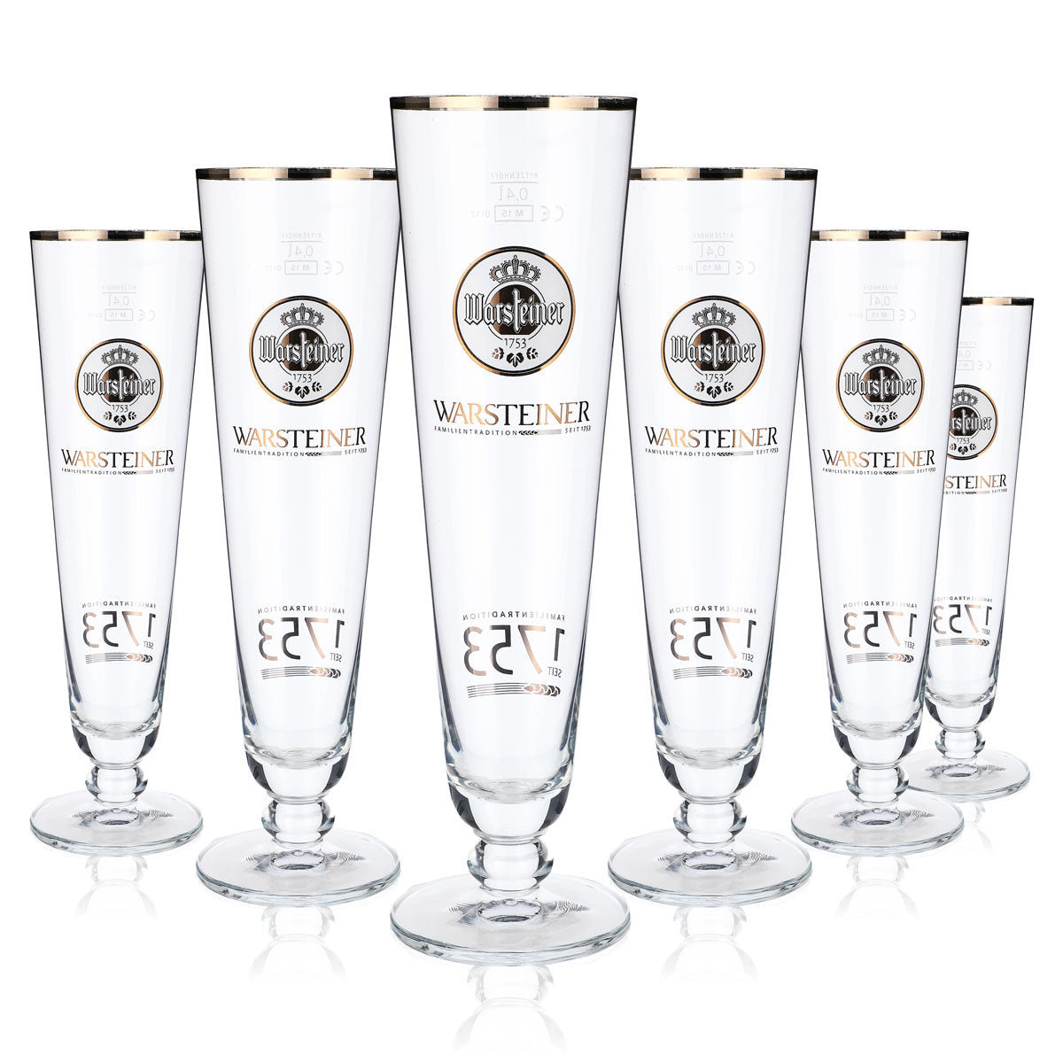 6x Warsteiner Bier Glas Gläser Biergläser 0,4l Pokal 1753 weißes Logo – Ansicht 5