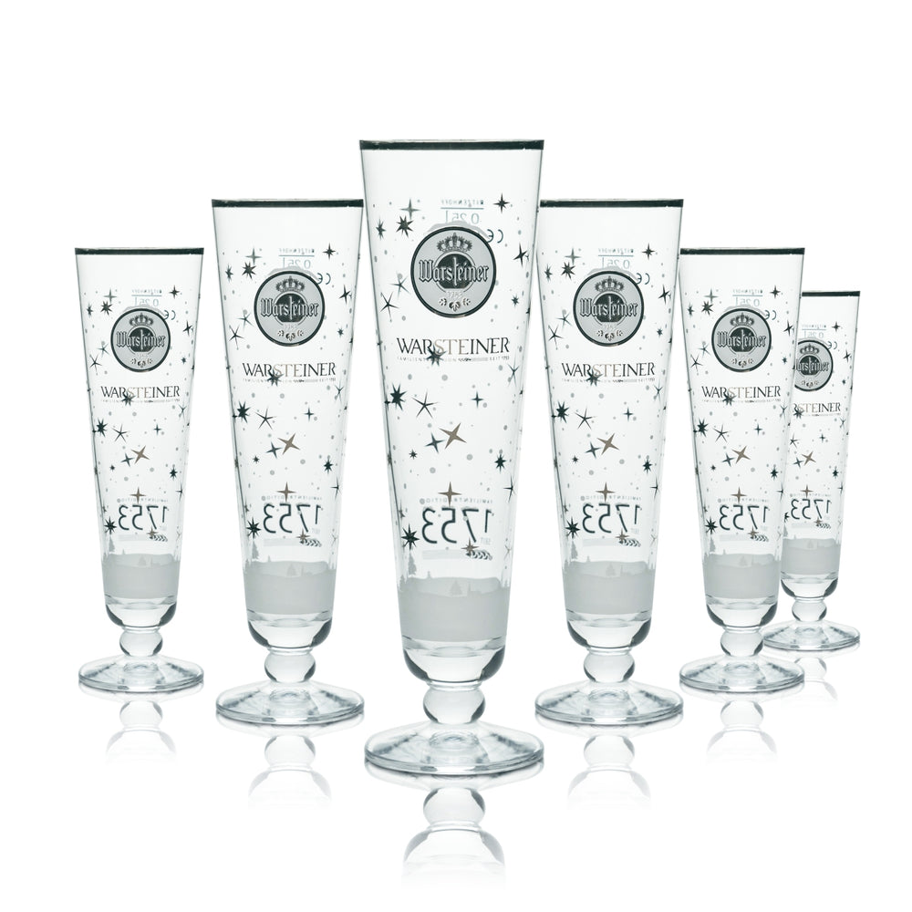 6x Warsteiner Glas 0,25l Tulpe Pokal Gläser Winter Sonder Sammler Edition 1753