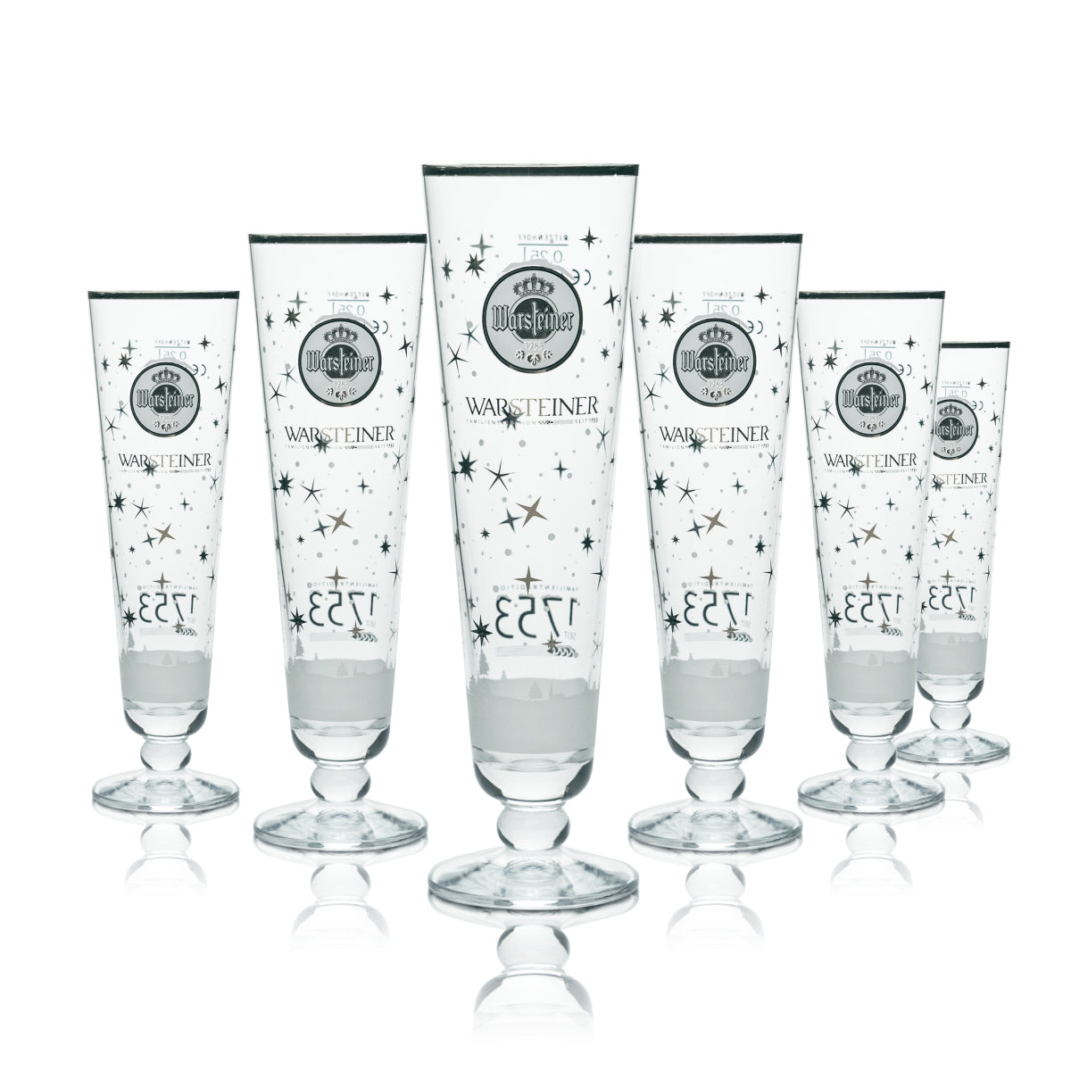 6x Warsteiner Glas 0,25l Tulpe Pokal Gläser Winter Sonder Sammler Edition 1753