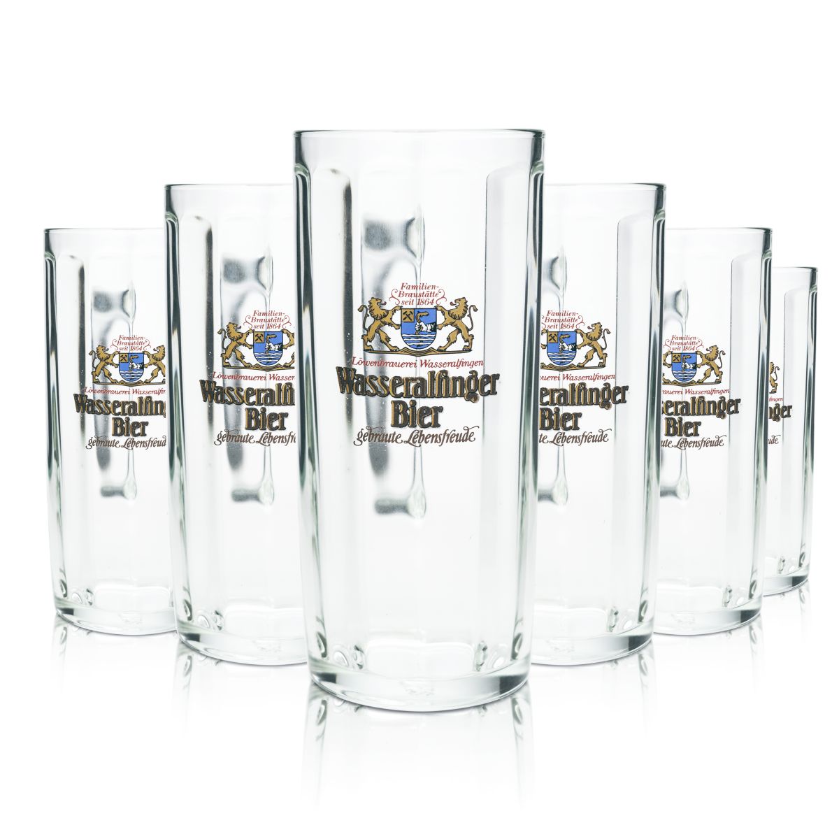 6x Wasseralfinger Bierglas 0,5l Konturkrüge Humepn Seidel Gläser Löwenbrauerei