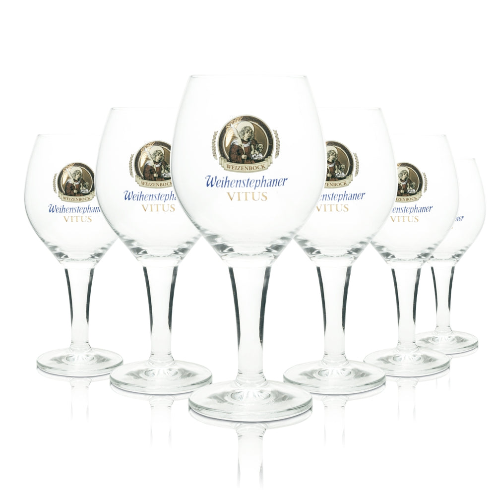 6x Weihenstephan Bier Glas 0,5l Pokal Vitus Maxime Sahm Tulpe Gläser Pils