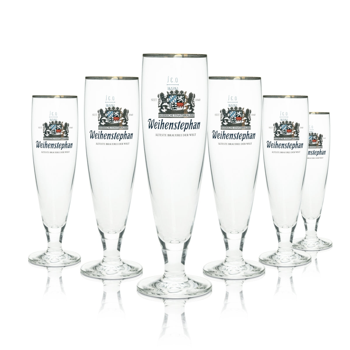 6x Weihenstephan Bier Glas Pokal Pegasus 0,3l rastal
