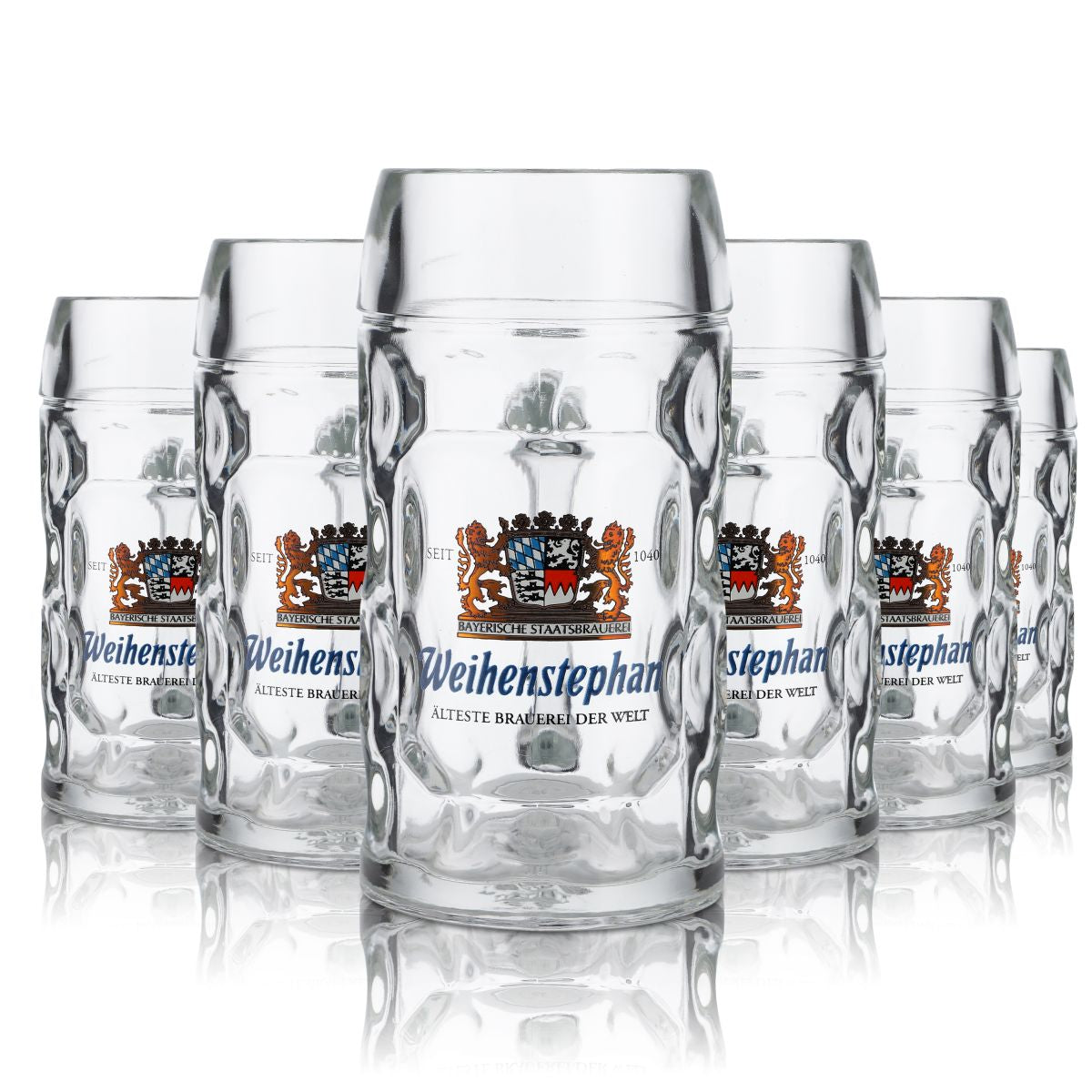 6x Weihenstephan Glas 0,3l Bierkrug Konturglas Seidel Humpen Gläser Set Brauerei