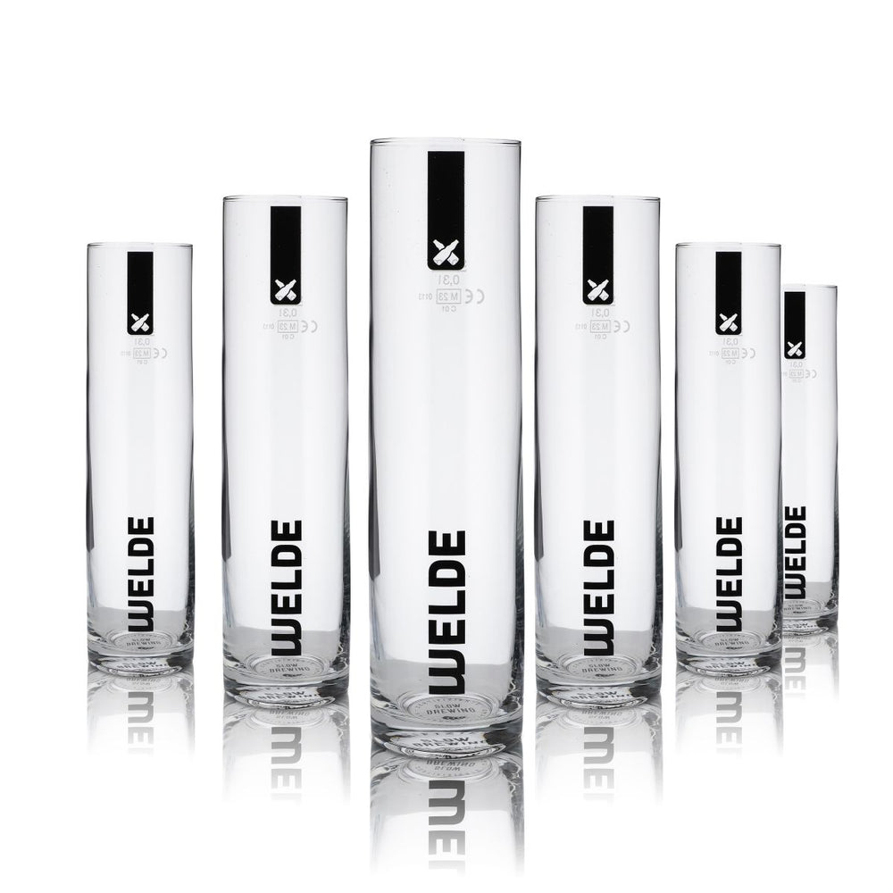 6x Welde Glas 0,3l Stange Pokalglas Bierglas Gläser Set Privatbrauerei Gastro
