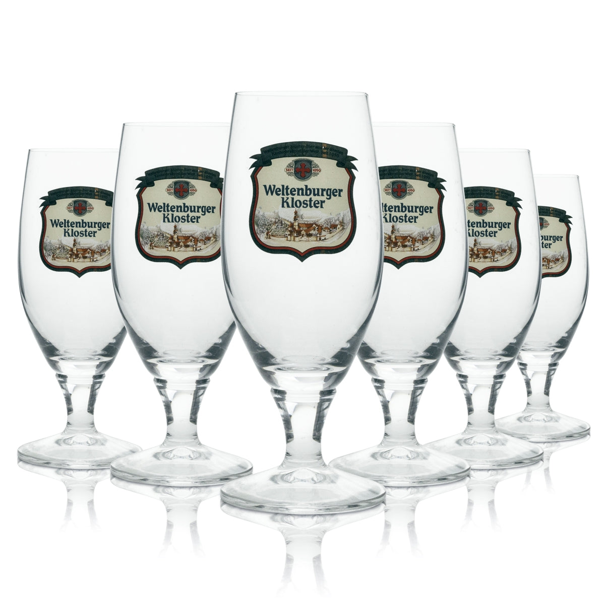 6x Weltenburger Kloster Bier Glas Pokal 0,2l Logo Rot Rastal