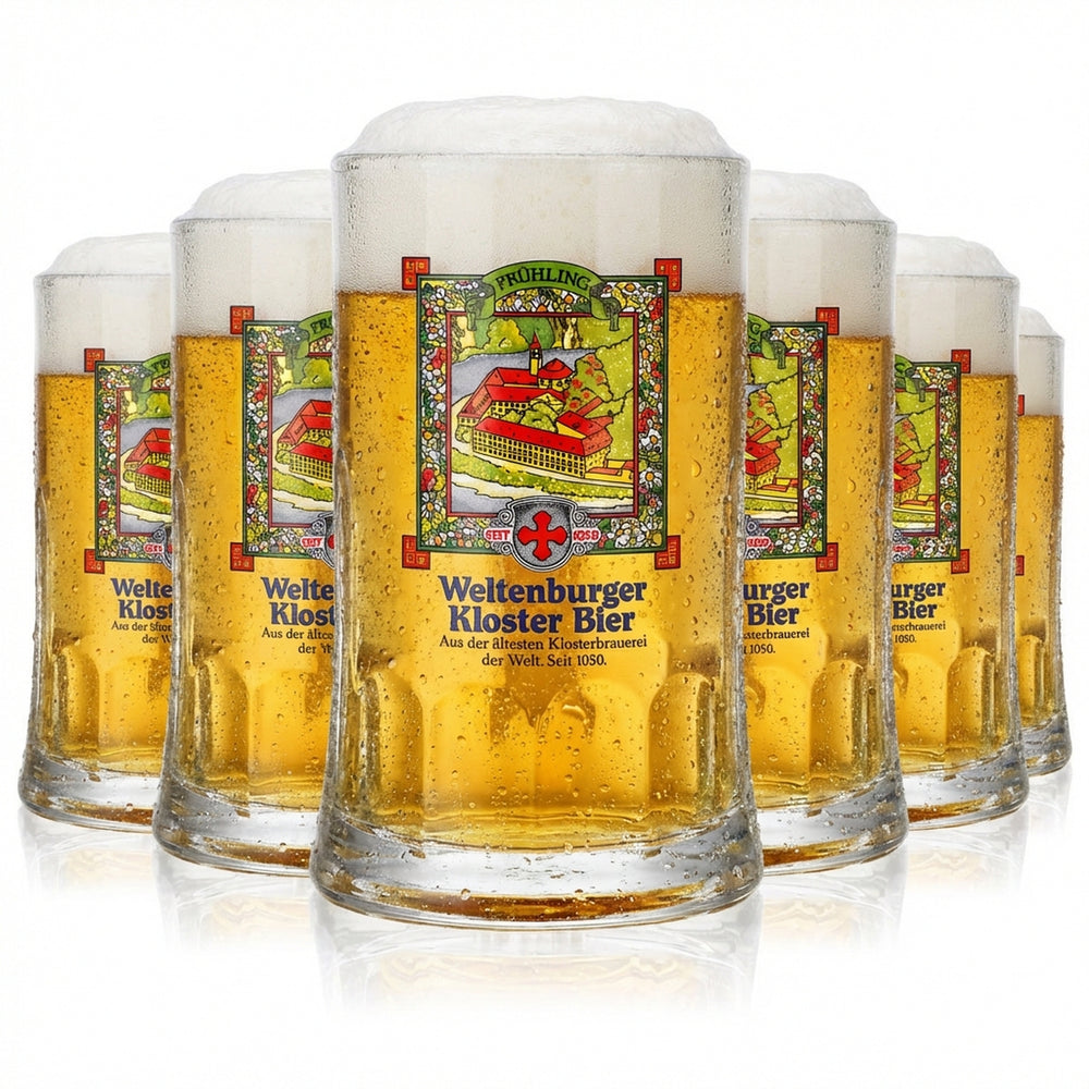 6x Weltenburger Kloster Bierglas Seidel Gläser 0,4l Krug Frühling Sahm Salzburg