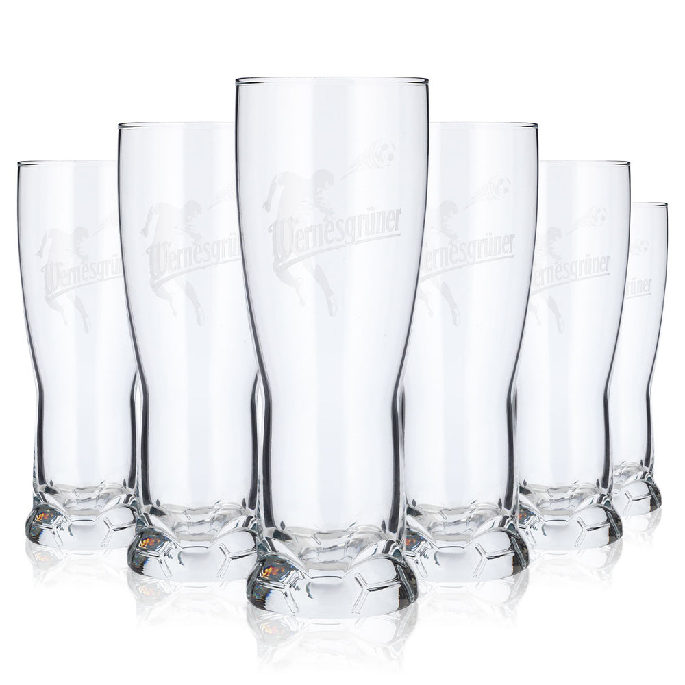 Wernesgrüner Bier Glas 0,37l Becher Fußballglas Bierglas Relief (6er Set)