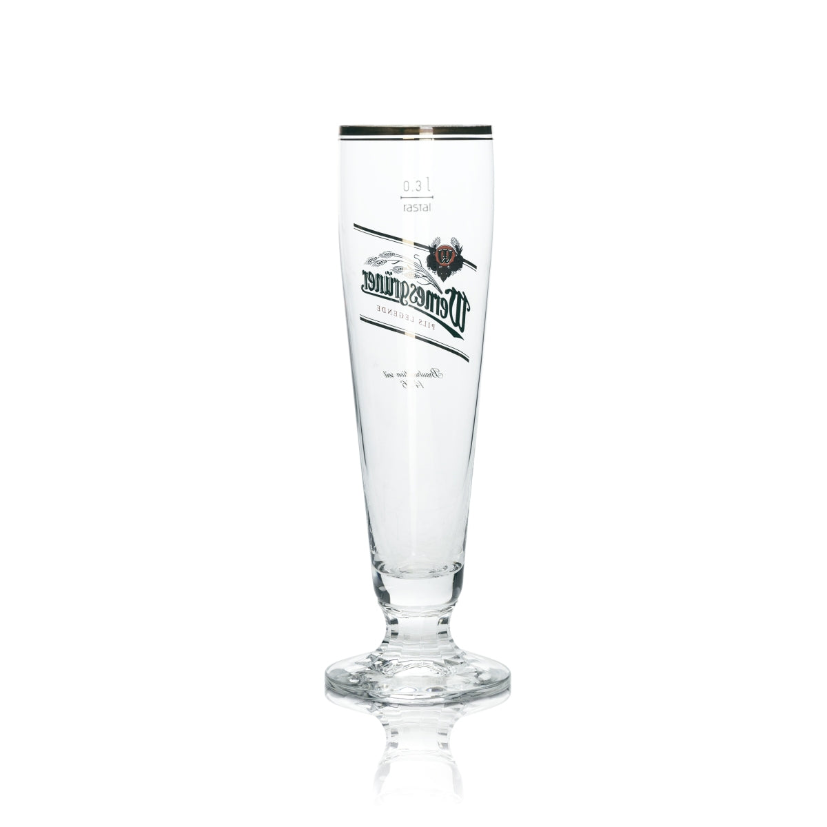 6x Wernesgrüner Bier Glas Pokal 0,3l Goldrand Rastal Gläser Pils Tulpe Beer Cup – Ansicht 3