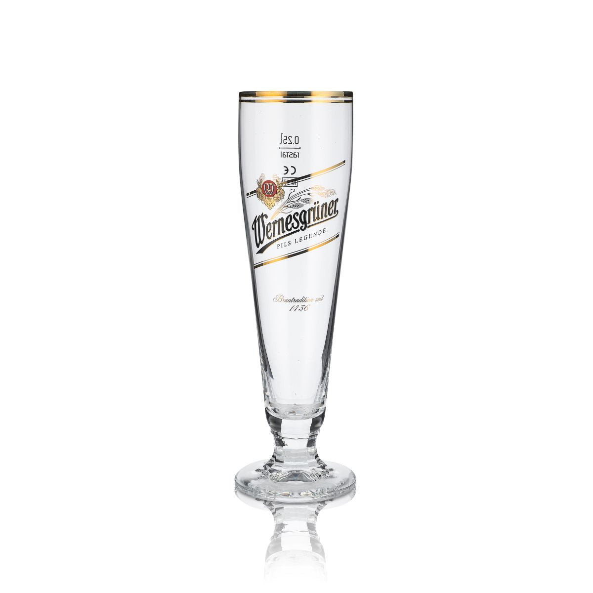 6x Wernesgrüner Glas 0,25l Pokalglas Pilstulpe Goldrand Gläser Set Brauerei – Ansicht 2