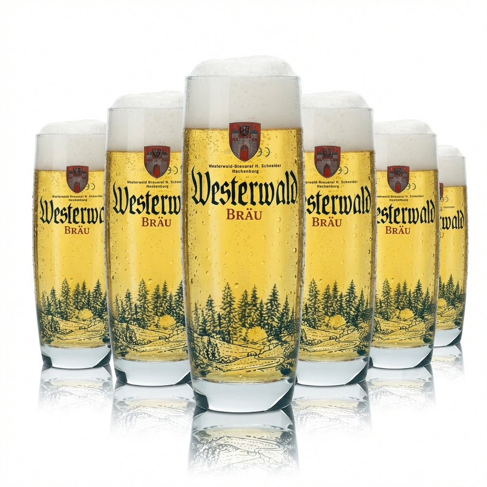 6x Westerwald Bräu Bier Glas 0,3l Becher Stange Pokal Gläser Brauerei Gastro Bar