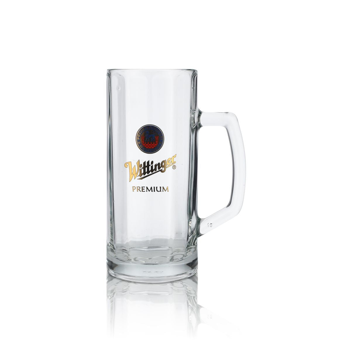 6x Wittinger Bier Glas 0,5l Gläser Relief Krug Bierkrug Logo Blau Seidel – Ansicht 2