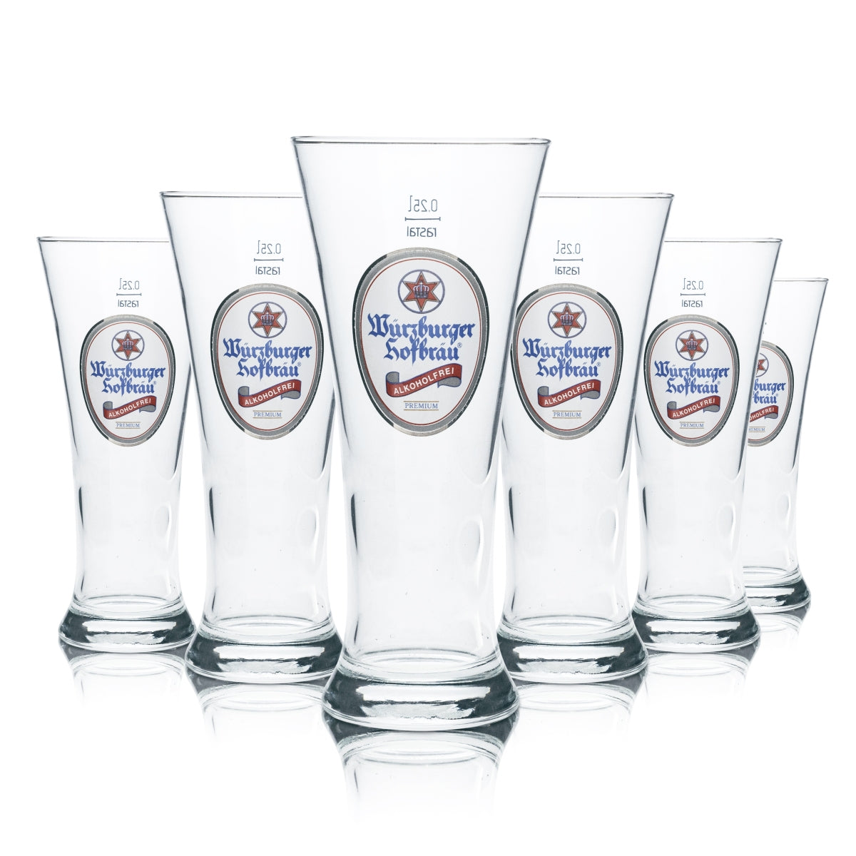 6x Würzburger Hofbräu Bier Glas 0,25l Becher Stange Gläser Alkoholfrei Gastro Bar
