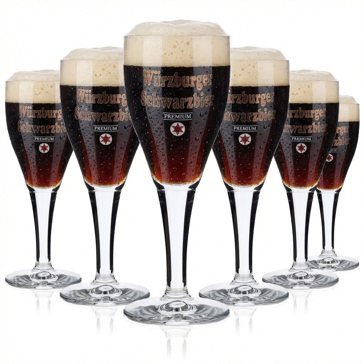 6x Würzburger Schwarzbier Glas 0,2l Premium Pokal Gläser Set Brauerei Gastro