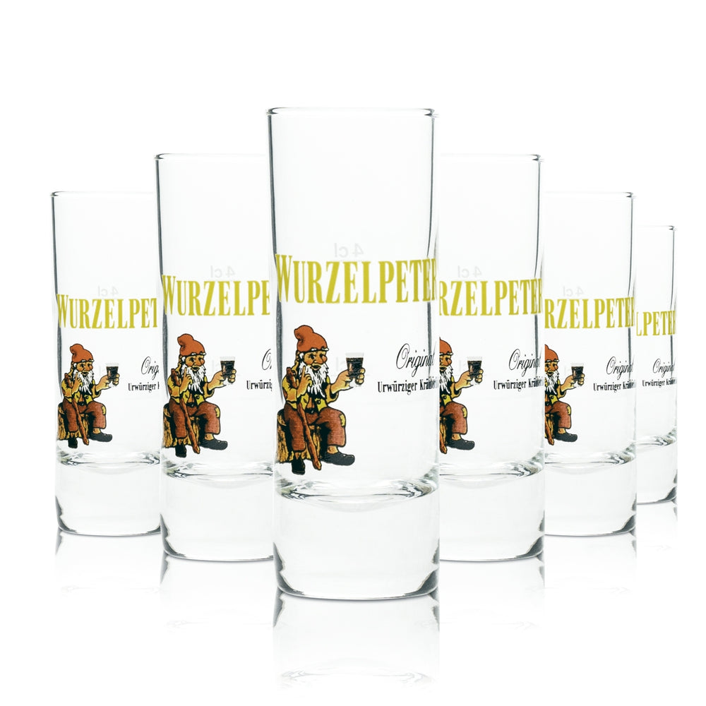 6x Wurzelpeter Likör Glas Shot 2cl + 4cl Schnaps Gläser Kurze Stamper Gastro Bar