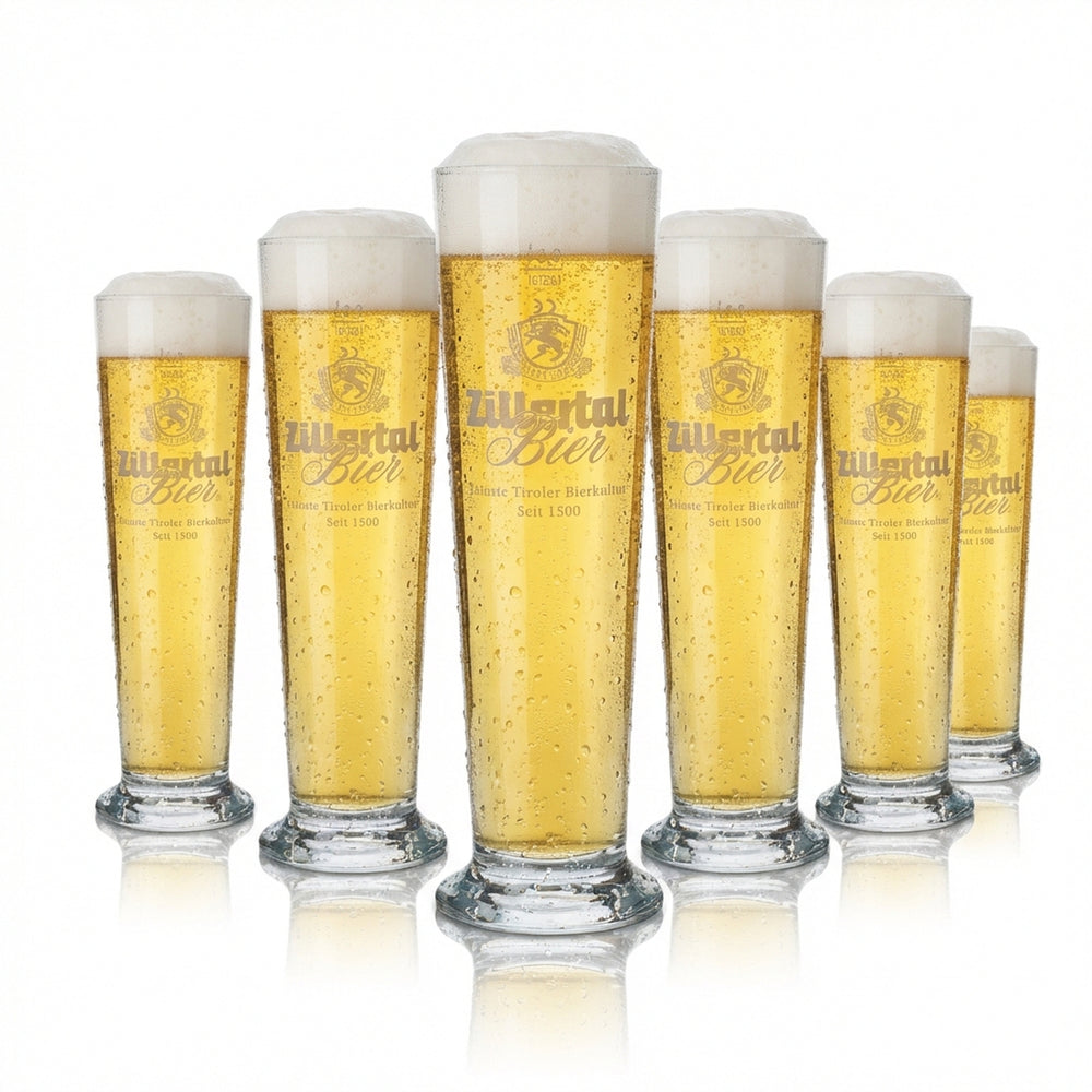 6x Zillertal Glas 0,5l Weißbierglas Hefeweizen Gläserset Brauerei Gastro Geeicht