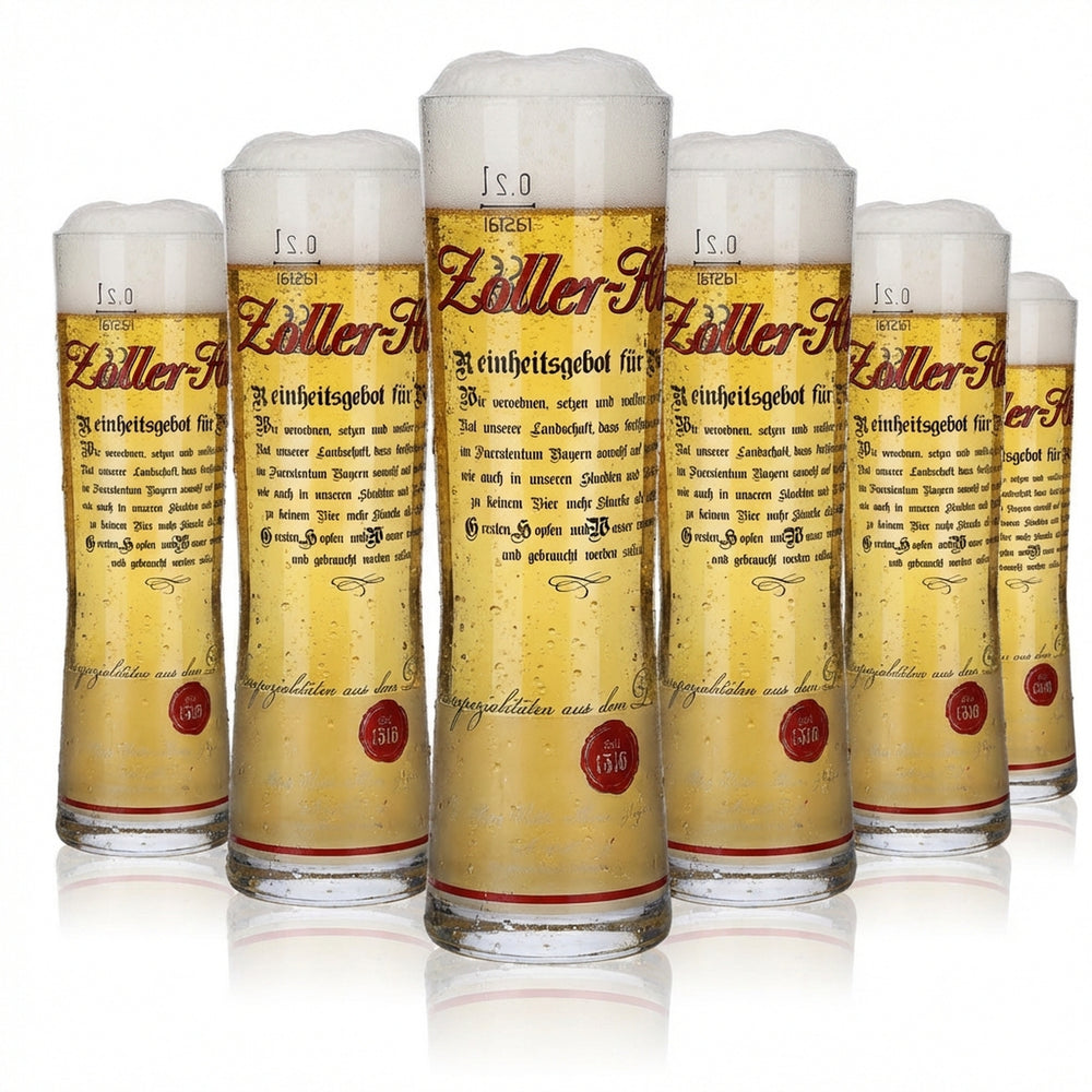 6x Zoller Hof Glas 0,2l Bierpokal Stange Reinheitsgebot Gläser Set Brauerei