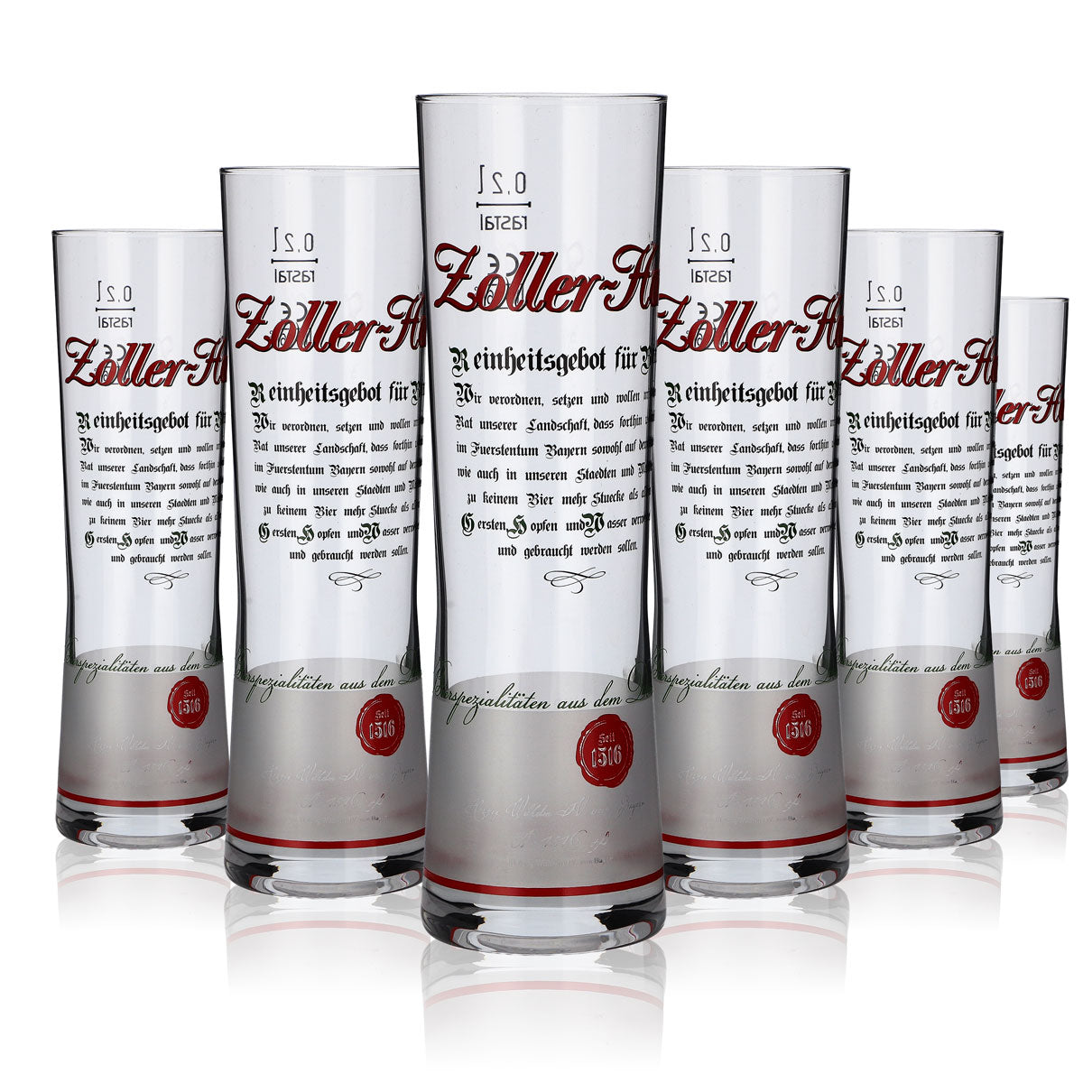 6x Zoller Hof Glas 0,2l Bierpokal Stange Reinheitsgebot Gläser Set Brauerei – Ansicht 5