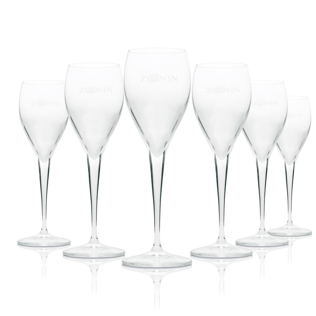 6x Zonin Prosseco Glas Flöte mit Logo 100ml