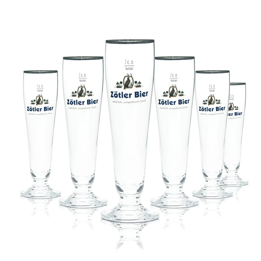 6x Zötler Bier Glas 0,3l Pokal Tulpe Goldrand Gläser Allgäu Brauerei Gastro Bar