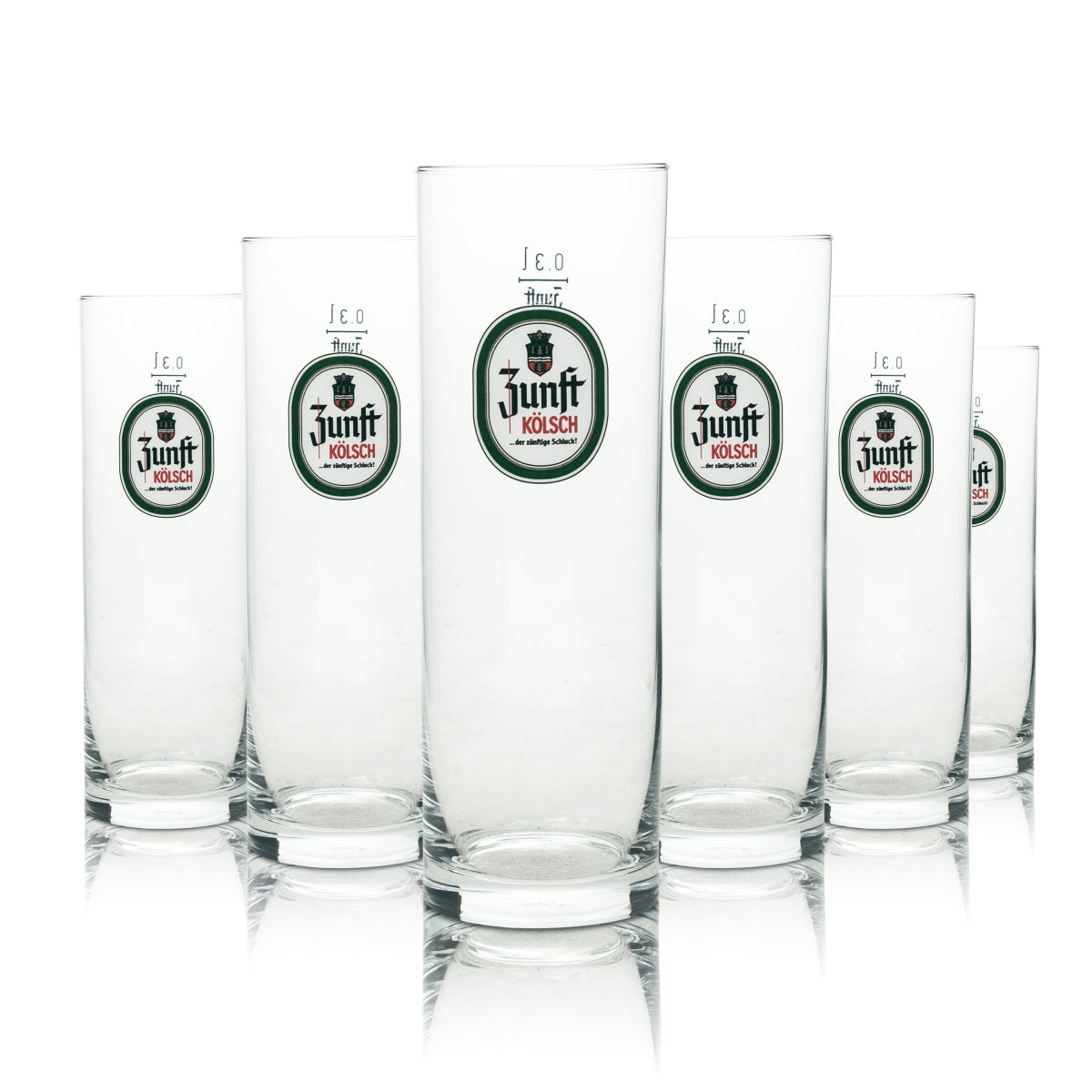 6x Zunft Bier Glas 0,3l Kölsch Stange Becher Gläser Köln Beer Brauerei 300ml