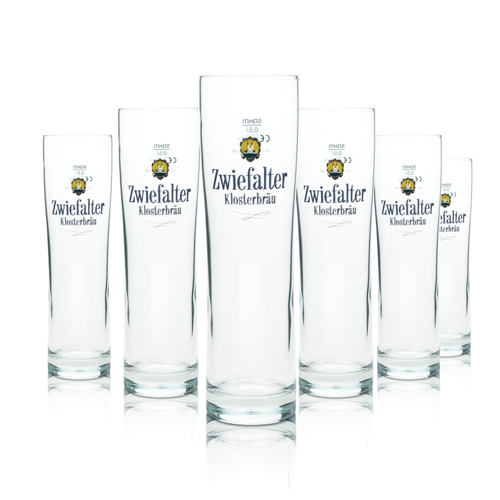 6x Zwiefalter Bier Glas 0,5l Becher Klosterbräu Sinus Sahm Willi Tulpe Gläser