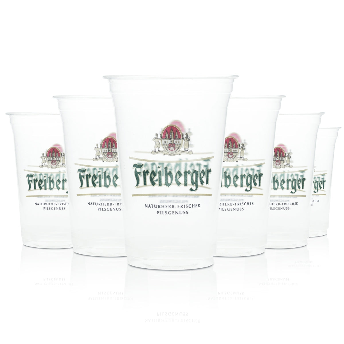 70 Freiberger Bier Mehrwegbecher Bio-Kunststoffbecher Transparent 400ml neu