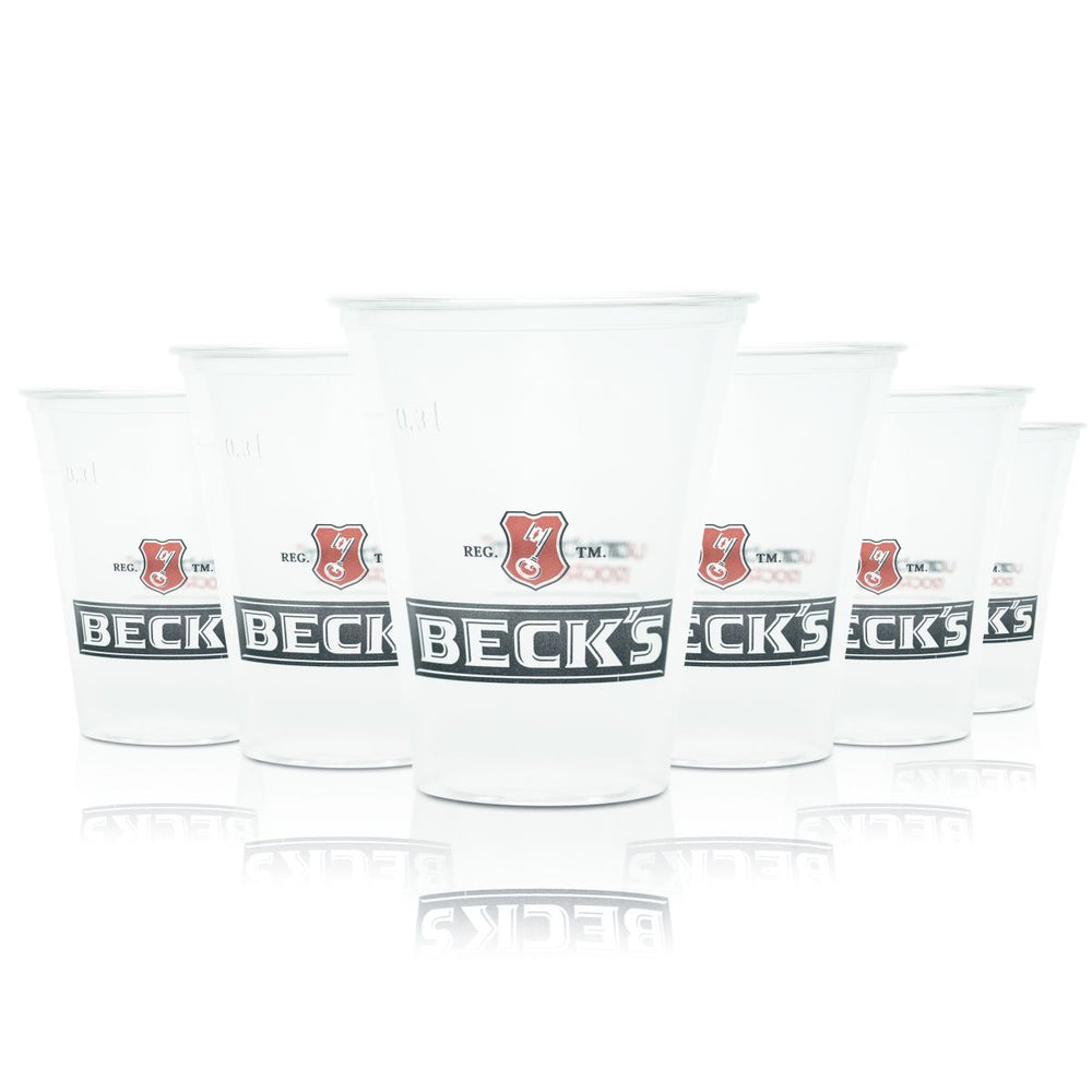 75x Becks Kunststoff Einwegbecher Glas 0,3l Plastik Bierbecher Gläser Party Fest